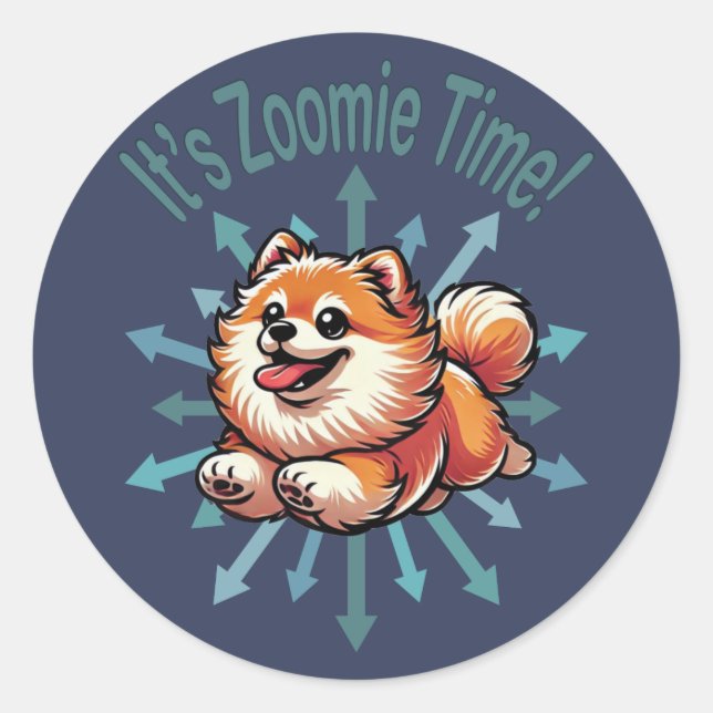 Es ist Zoomie Time Spitz Runder Aufkleber (Vorderseite)
