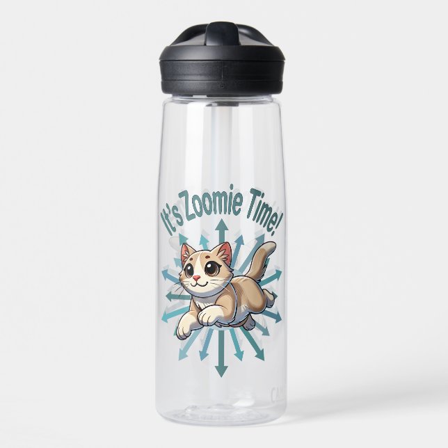 Es ist Zoomie Time Tan Bicolor Cat Trinkflasche (Vorne)