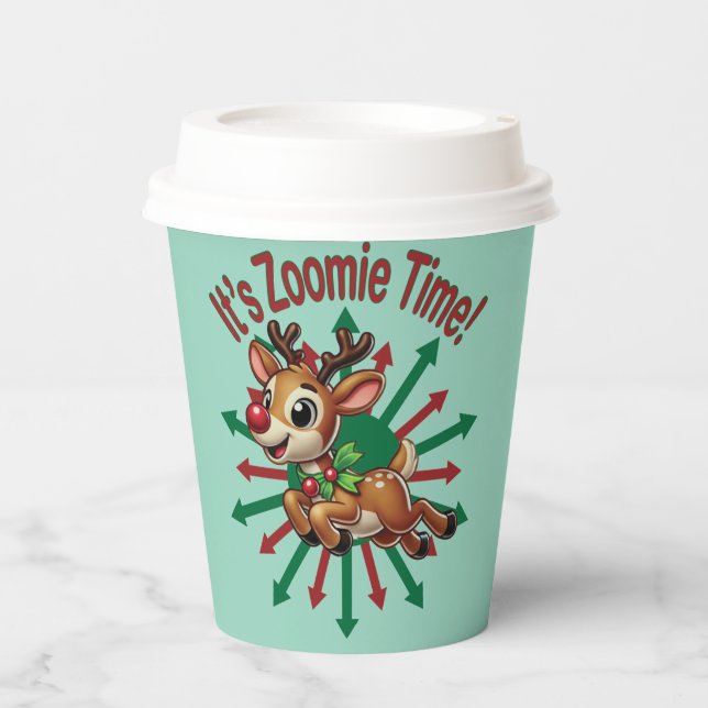 "Es ist Zoomie Time! Weihnachtsmann Pappbecher (Vorderseite)