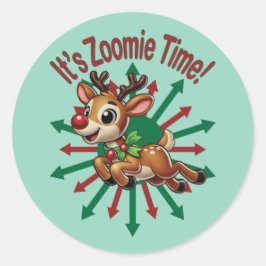"Es ist Zoomie Time! Weihnachtsmann Runder Aufkleber