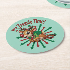 "Es ist Zoomie Time! Weihnachtsmann Runder Pappuntersetzer