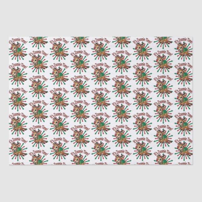 "Es ist Zoomie Time! Weihnachtsmann Seidenpapier (Vorderseite)