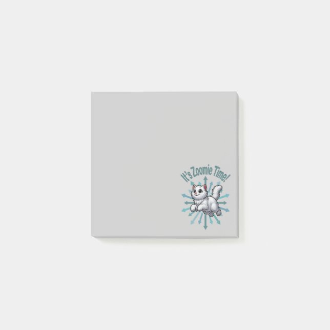 Es ist Zoomie Time White Cat Post-it Klebezettel (Vorderseite)