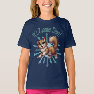 Es ist Zoomie Zeit Süße Braun-Weiße Katze T-Shirt
