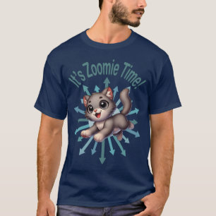 Es ist Zoomie-Zeit Süße Grau-weiße Katze T-Shirt