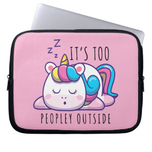 Es ist zu viele Leute außerhalb Unicorn Introverti Laptopschutzhülle