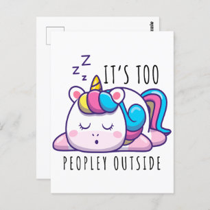 Es ist zu viele Leute außerhalb Unicorn Introverti Postkarte