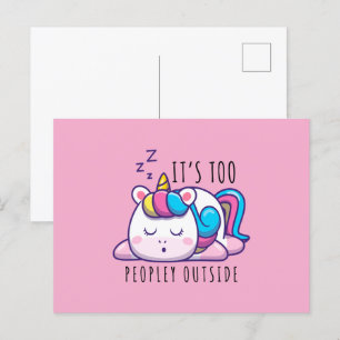 Es ist zu viele Leute außerhalb Unicorn Introverti Postkarte