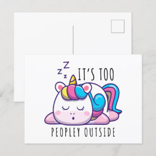 Es ist zu viele Leute außerhalb Unicorn Introverti Postkarte