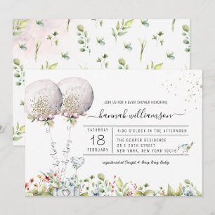 Es ist Zwillinge Lavendel-Ballon-Baby-Shower-Einla Einladung