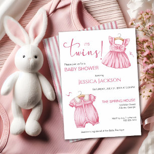 Es ist Zwillinge Rosa Skript Babykleider Einladung