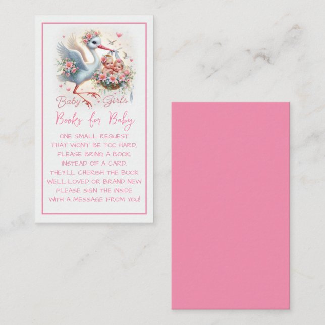 Es ist Zwillingsmädchen mit Stork, Baby Girls und  Begleitkarte (Vorne/Hinten)