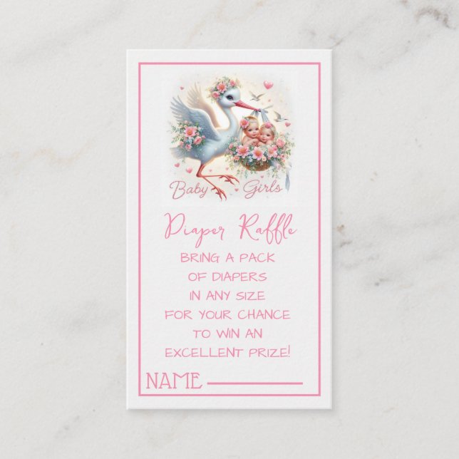 Es ist Zwillingsmädchen mit Stork, Baby Girls und  Begleitkarte (Vorderseite)