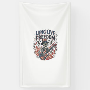 Es lebe die Freiheit Patriotisches Skelett Rocker- Banner