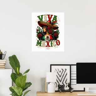 Es lebe die mexikanische Flaggenrose, mexikanische Poster