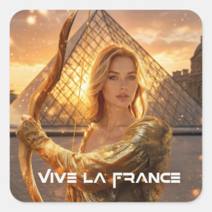 ES LEBE FRANKREICH - PARIS QUADRATISCHER AUFKLEBER