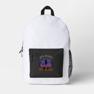 Es lebt Halloween Hexe Kürbis Schwarze Katze Grabs Bedruckter Rucksack