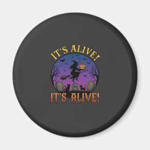 Es lebt Halloween Hexe Kürbis Schwarze Katze Grabs Magnet