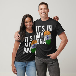 Es liegt in meiner DNA Indien Flagge Fingerabdrück T-Shirt