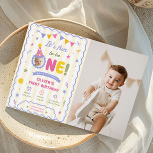 Es macht Spaß, ein Fotojunge zum 1. Geburtstag zu Einladung
