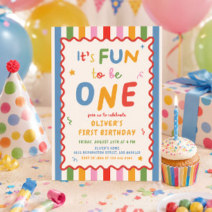 Es macht Spaß, ein Streifen 1. Geburtstag zu sein Einladung