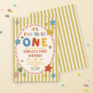 Es macht Spaß, einen farbenfrohen 1. Geburtstag zu Einladung