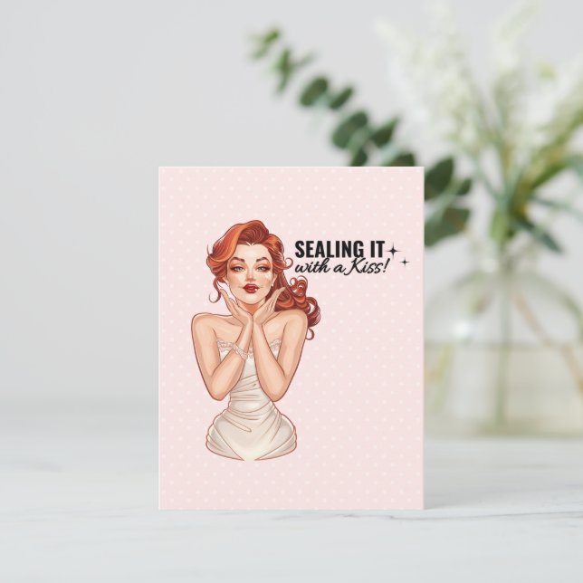 Es mit einem Kuss versiegeln! RSVP Karte (Stehend Vorderseite)