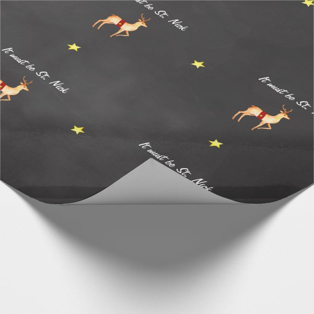 Es muss St. Nick Rentier in Starry Night Sky sein Geschenkpapier (Ecke)