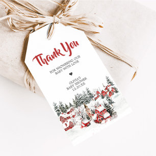 Es nimmt ein Village Winter Baby Dusche Tags Geschenkanhänger