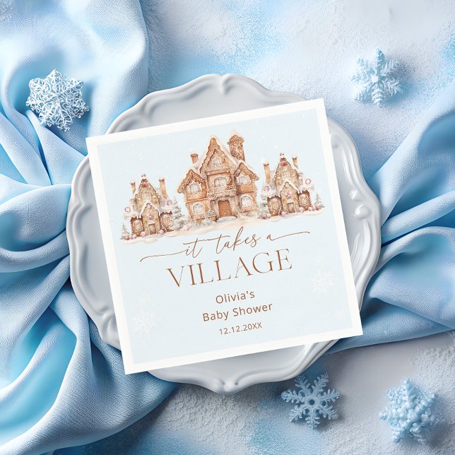 Es nimmt ein Village Winter Blue Baby Dusche Serviette (Von Creator hochgeladen)