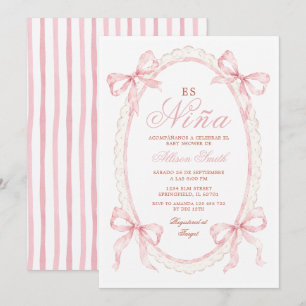 Es Niña Baby Shower Einladung Rosa Schleife Span