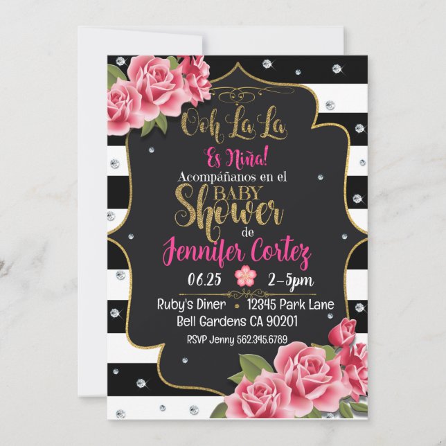 Es niña invitacion de baby Dusche Einladung (Vorderseite)