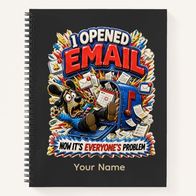 Es öffnete eine personalisierte lustige E-Mail Notizbuch (Vorderseite)