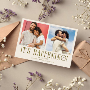 Es passiert 2-Foto-Cream-Hochzeit Save The Date