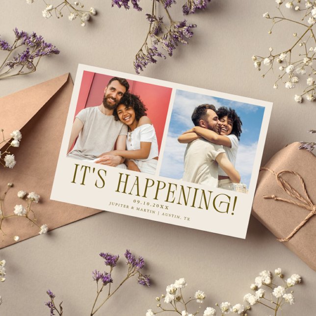 Es passiert 2-Foto-Cream-Hochzeit Save The Date (Von Creator hochgeladen)