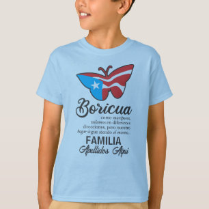 ES Puerto Rico Familia Flag Butterfly Nachname T-Shirt