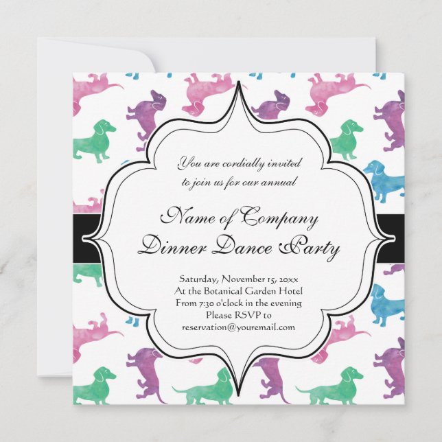 Es regnet Dackeln Einladung (Vorderseite)