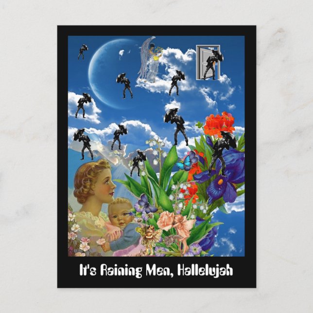 Es regnet Männer, Halleluja Postkarte (Vorderseite)