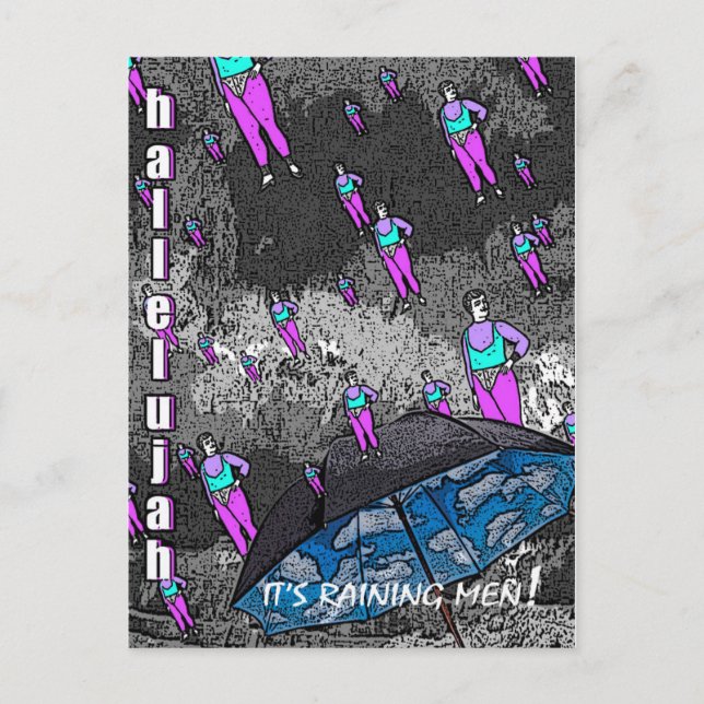 Es regnet Männer! Postkarte (Vorderseite)