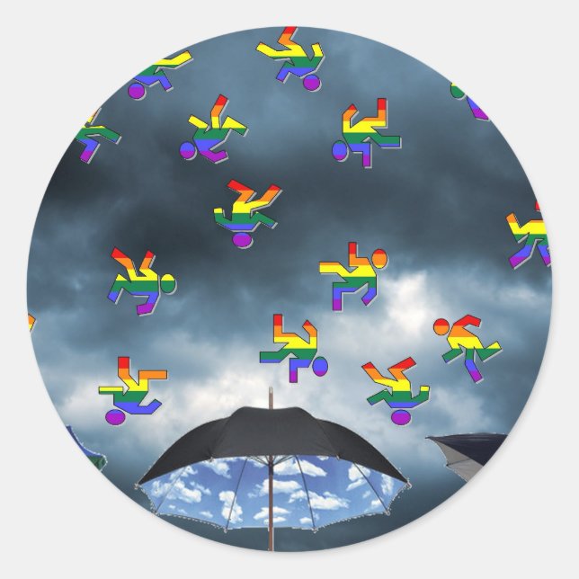 Es regnet Männer! Runder Aufkleber (Vorderseite)