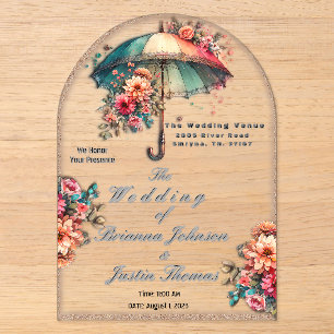 Es regnet schöne Blumenhochzeiten Acryleinladungen