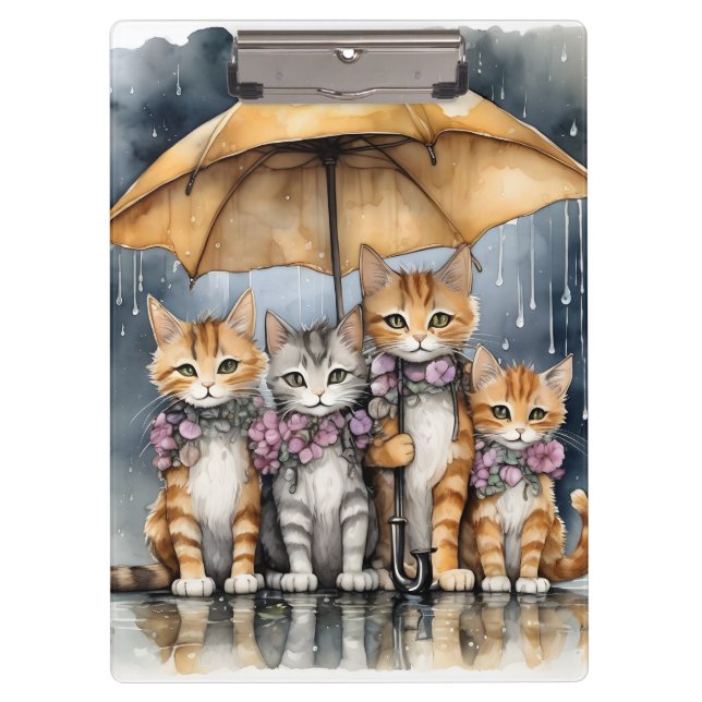 Es regnete draußen, also nannte die Mutterkatze h Klemmbrett (Vorderseite)