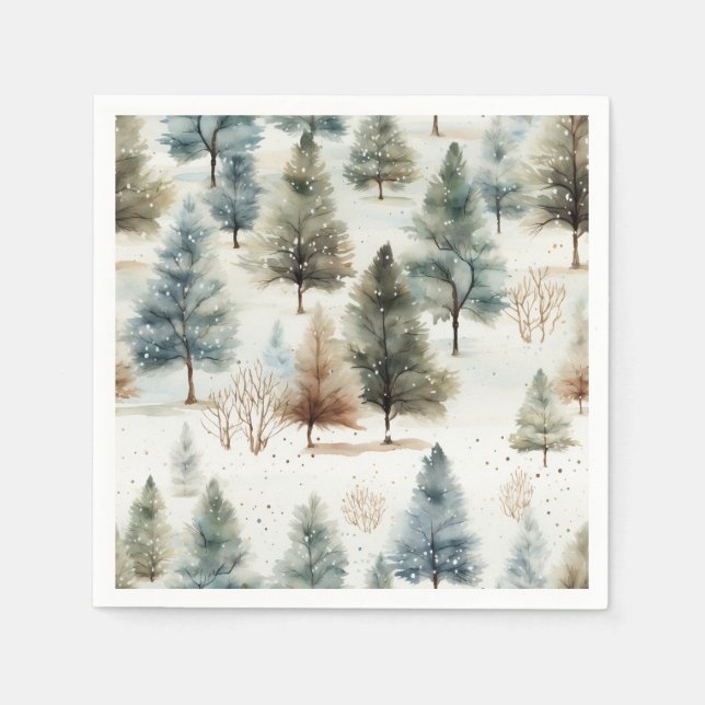 Es schneit auf Fichten - Serviette (Vorderseite)