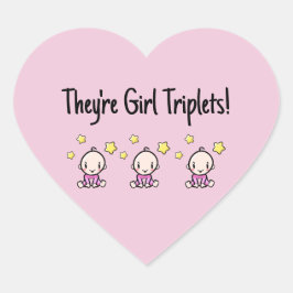 Es sind Mädchen-Triplets, Custom-Pink-Triplet-Baby Herz-Aufkleber