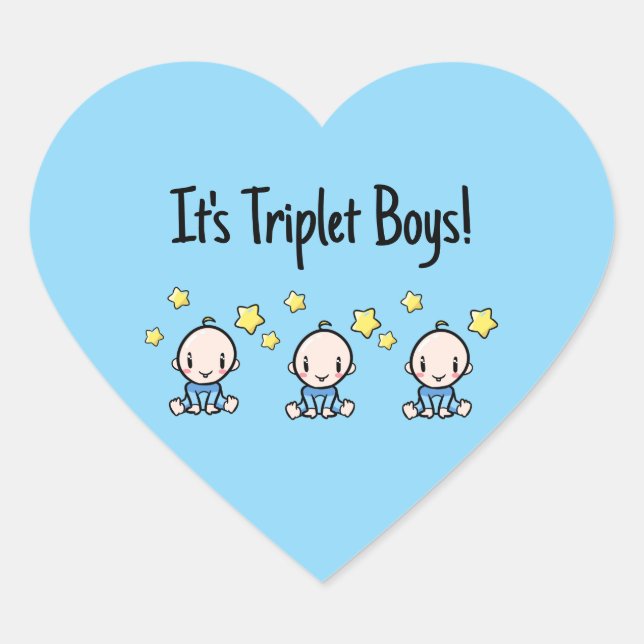 Es sind Triplet Boys!, Blau, Custom Triplet Babys Herz-Aufkleber (Vorderseite)