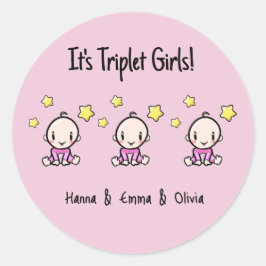 Es sind Triplet Girls!, Personalisierte Triole Bab Runder Aufkleber