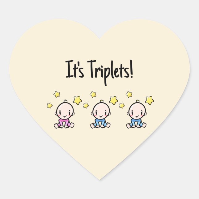 Es sind Triplets!, Custom Triplet Babys Herz-Aufkleber (Vorderseite)