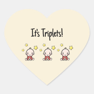 Es sind Triplets!, Triole Babys, Unisex, Neutral Herz-Aufkleber