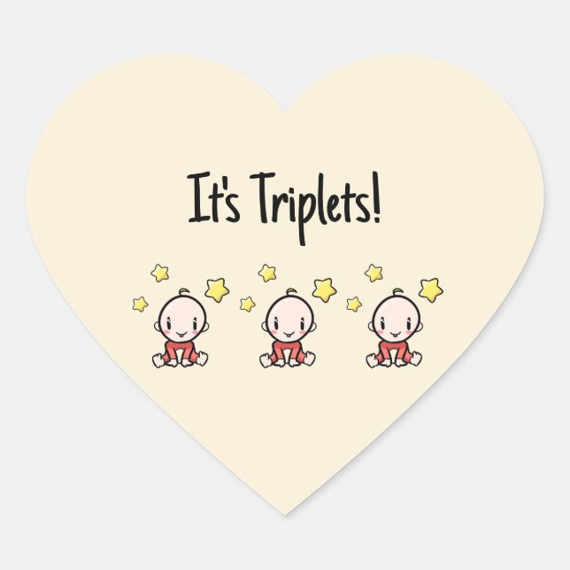 Es sind Triplets!, Triole Babys, Unisex, Neutral Herz-Aufkleber (Vorderseite)