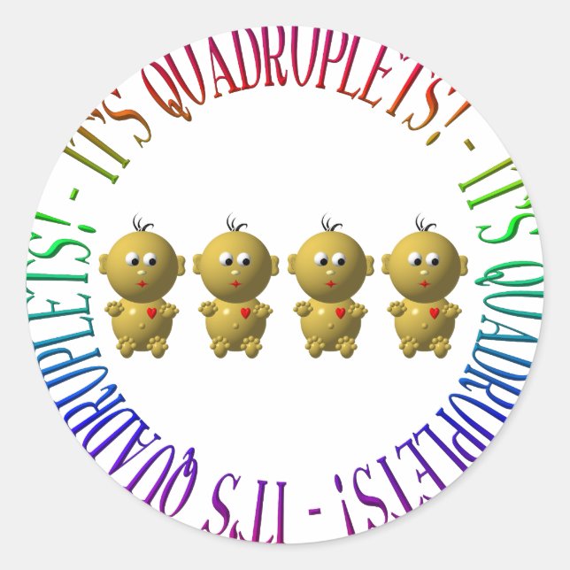 Es sind Vierlinge! Runder Aufkleber (Vorderseite)
